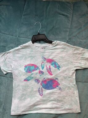 SO Girls' Sea Turtle Tee in Pink & Teal